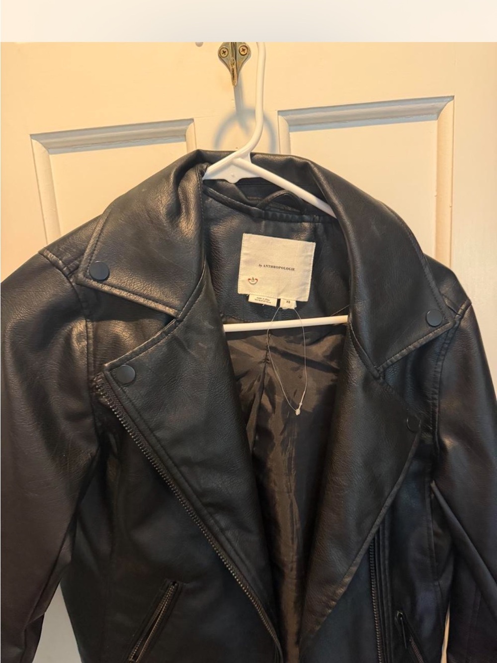Anthropologie Black Faux Leather Moto Jacket
